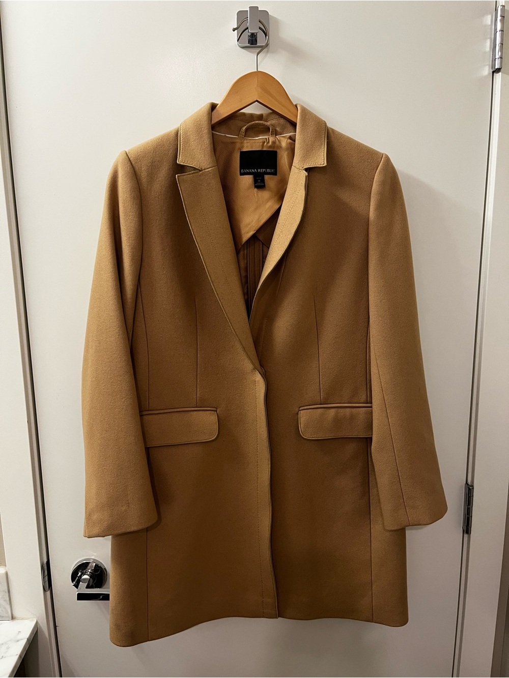 Banana Republic Camel Single-Button Wool-Blend Trench Coat